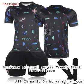 Motivate Portugal Series Trendy Black Short-Sleeve