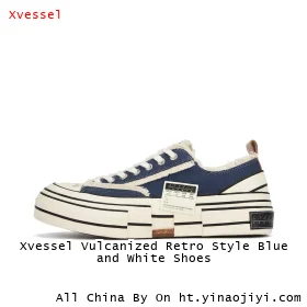 Xvessel Vulcanized Retro Style Blue and White Shoes