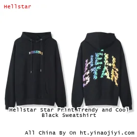 Hellstar Star Print Trendy and Cool Black Sweatshirt