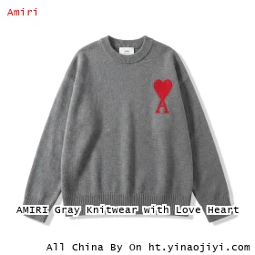 AMIRI Gray Knitwear with Love Heart