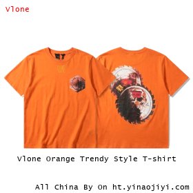 Vlone Orange Trendy Style T-shirt