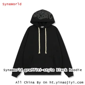 SynaWorld graffiti-style black hoodie