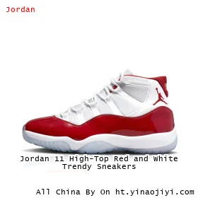 Jordan 11 High-Top Red and White Trendy Sneakers