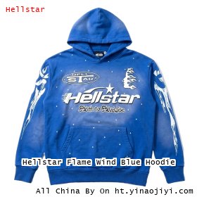 Hellstar Flame Wind Blue Hoodie