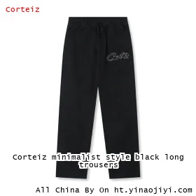 Corteiz minimalist style black long trousers
