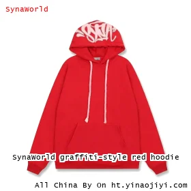 SynaWorld graffiti-style red hoodie