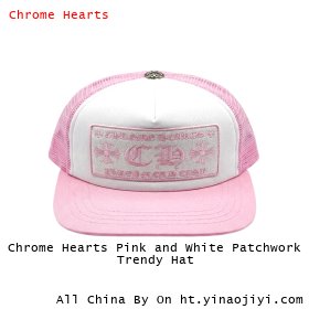Chrome Hearts Pink and White Patchwork Trendy Hat
