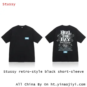 Stussy retro-style black short-sleeve