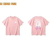 Bape trendy brand pink T-shirt