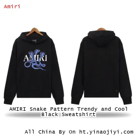 AMIRI Snake Pattern Trendy and Cool Black Sweatshirt