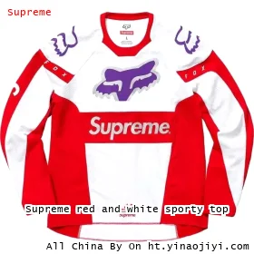 Supreme red and white sporty top