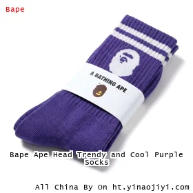 Bape Ape Head Trendy and Cool Purple Socks