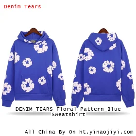 DENIM TEARS Floral Pattern Blue Sweatshirt
