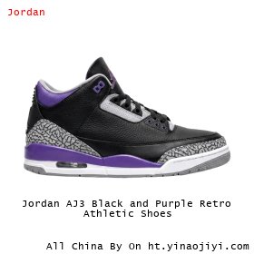 Jordan AJ3 Black and Purple Retro Athletic Shoes