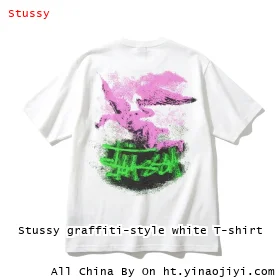 Stussy graffiti-style white T-shirt