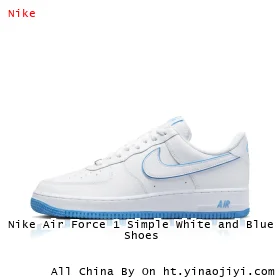 Nike Air Force 1 Simple White and Blue Shoes