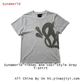 SynaWorld Trendy and Cool Style Gray T-shirt