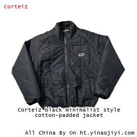 Corteiz black minimalist style cotton-padded jacket