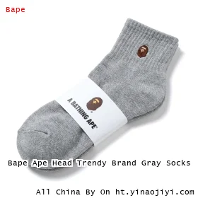 Bape Ape Head Trendy Brand Gray Socks