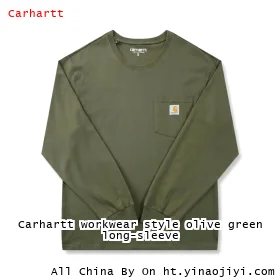 Carhartt workwear style olive green long-sleeve
