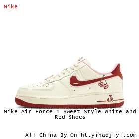 Nike Air Force 1 Sweet Style White and Red Shoes