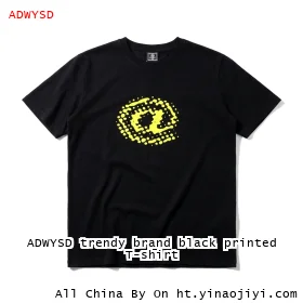 ADWYSD trendy brand black printed T-shirt