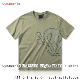 SynaWorld Graffiti Style Khaki T-shirt