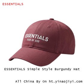 ESSENTIALS Simple Style Burgundy Hat