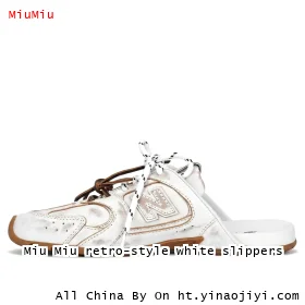 Miu Miu retro-style white slippers