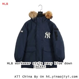 MLB workwear style navy blue down jacket