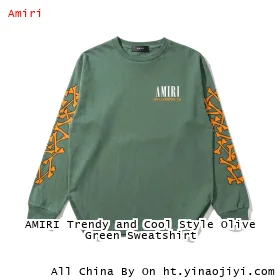 AMIRI Trendy and Cool Style Olive Green Sweatshirt
