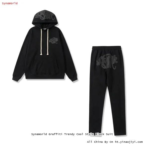 SynaWorld Graffiti Trendy Cool Style Black Suit