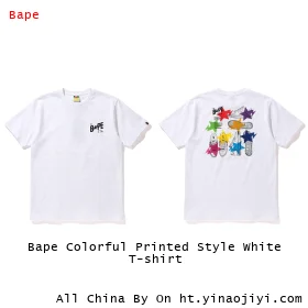 Bape Colorful Printed Style White T-shirt