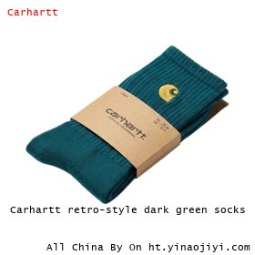 Carhartt retro-style dark green socks