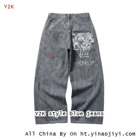 Y2K style blue jeans