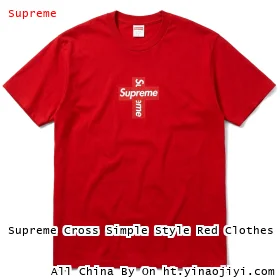 Supreme Cross Simple Style Red Clothes