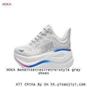 HOKA Bondi series retro-style gray shoes
