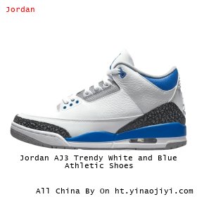 Jordan AJ3 Trendy White and Blue Athletic Shoes