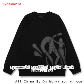 SynaWorld Graffiti Style Black Sweatshirt