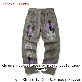 Chrome Hearts Cross Vintage Style Grey Pants
