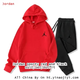 Jordan sporty red and black suit/set/outfit