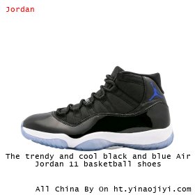 The trendy and cool black and blue Air Jordan 11 basketball shoes