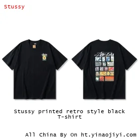 Stussy printed retro style black T-shirt