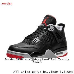 Jordan 4 Black, Grey and Red Trendy Shoes