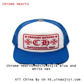 Chrome Hearts Retro Style Blue and White Hat