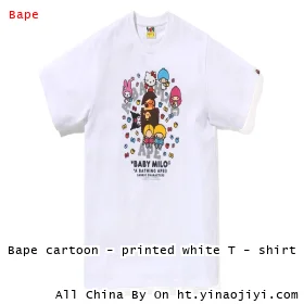 Bape cartoon - printed white T - shirt
