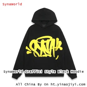 SynaWorld Graffiti Style Black Hoodie