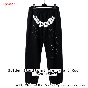 Sp5der Star Print Trendy and Cool Black Pants