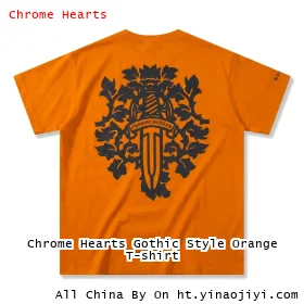 Chrome Hearts Gothic Style Orange T-shirt
