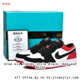 Nike AJ1 Trendy Style Black, Red and White